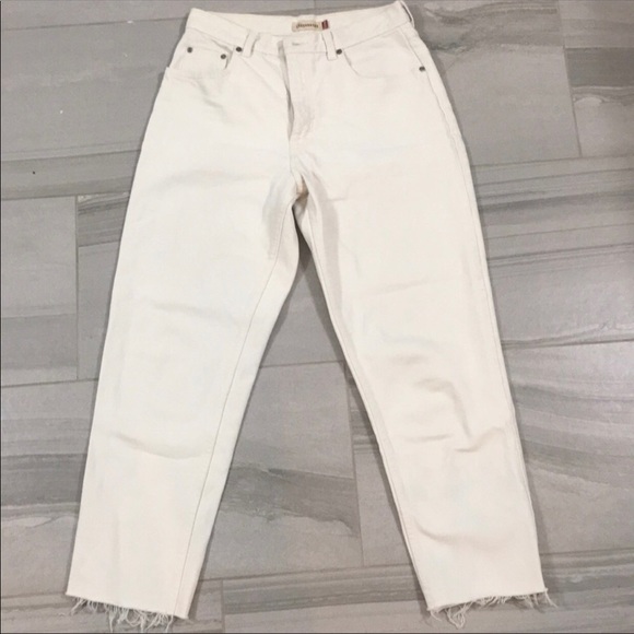 high rise cream jeans